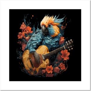 Cockatoo Playing Guitar Posters and Art